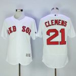 Red Sox #21 Roger Clemens White Flexbase Authentic Collection Stitched Jersey