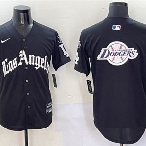 Los Angeles Dodgers Team Big Logo Black Mexico 2025 LA Gothic Style With Fernando Patch Vapor Premier Limited Stitched Jersey