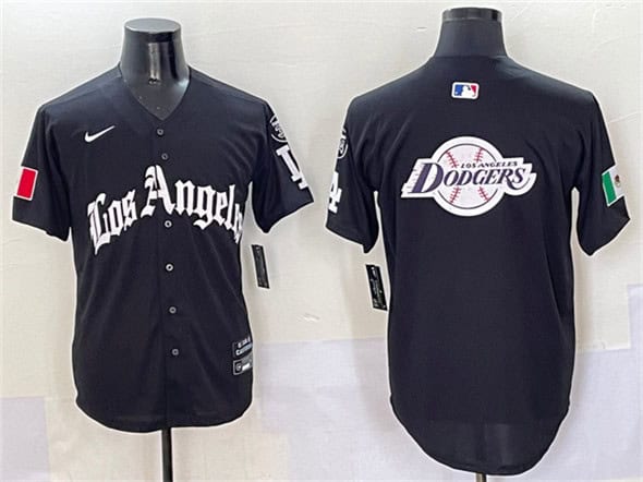 Los Angeles Dodgers Team Big Logo Black Mexico 2025 LA Gothic Style With Fernando Patch Vapor Premier Limited Stitched Jersey