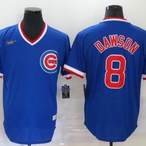 Chicago Cubs #8 Andre Dawson Blue Throwback Cool Base Stitched Jersey