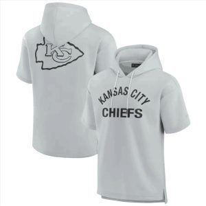 Kansas City Chiefs Gray Super Soft Fleece Short Sleeve Hoodie