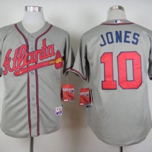 Braves #10 Chipper Jones Stitched Grey Jersey