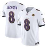 Baltimore Ravens #8 Lamar Jackson White 2023 F.U.S.E. With John Madden Patch Vapor Limited Jersey