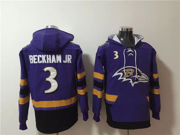Baltimore Ravens #3 Odell Beckham Jr. Ageless Must-Have Lace-Up Pullover Hoodie