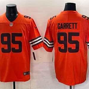Cleveland Browns #95 Myles Garrett Orange Vapor Limited Football Stitched Jersey