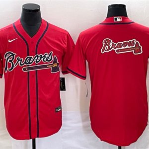 Atlanta Braves Red Team Big Logo Cool Base Stitched Jersey