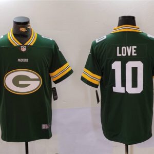 Green Bay Packers #10 Jordan Love Green Big Logo Vapor Limited Stitched Jersey