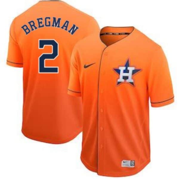 Houston Astros #2 Alex Bregman Orange Fade Stitched Jersey