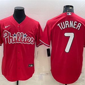 Philadelphia Phillies #7 Trea Turner Red Cool Base Stitched Jersey