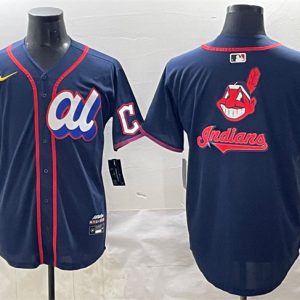 American League Cleveland Guardians Team Big Logo Navy 2025 All-Star Edition Limited Stitched Jersey