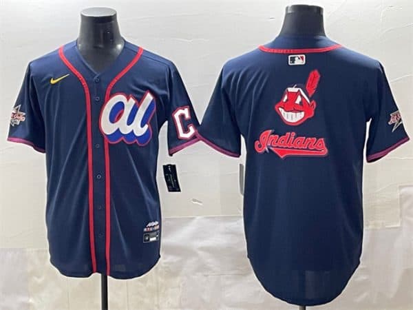 American League Cleveland Guardians Team Big Logo Navy 2025 All-Star Edition Limited Stitched Jersey
