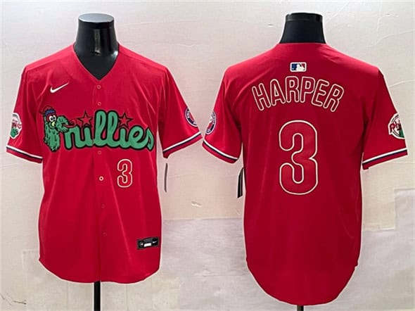 Philadelphia Phillies #3 Bryce Harper Red Phanatic Limited Stitched Jersey