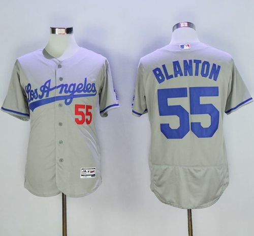Dodgers #55 Joe Blanton Grey Flexbase Authentic Collection Road Stitched Jersey