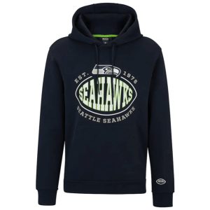 Seattle Seahawks Navy BOSS X Touchback Pullover Hoodie