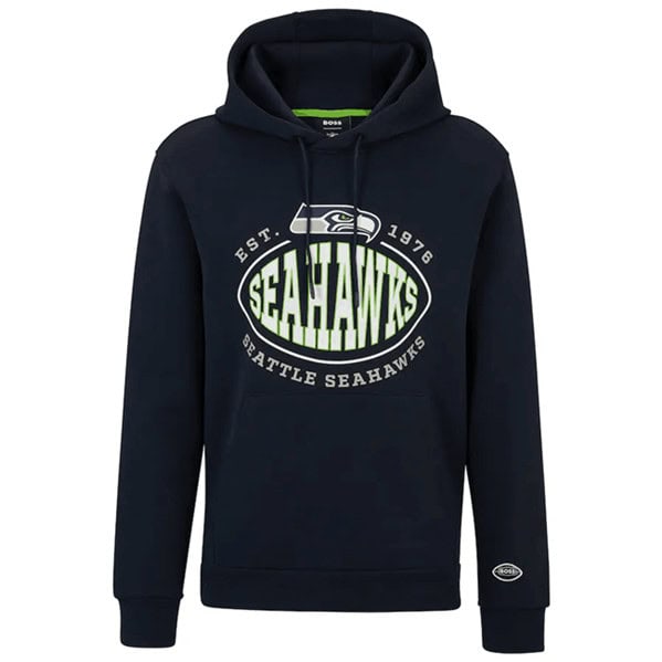 Seattle Seahawks Navy BOSS X Touchback Pullover Hoodie