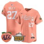 Atlanta Braves #27 Austin Riley Peach 2024 Atliens Peach With Outkast Patch Vapor Limited Stitched Jersey