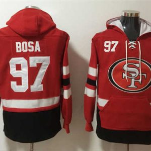 San Francisco 49ers #97 Nick Bosa Red Ageless Must-Have Lace-Up Pullover Hoodie