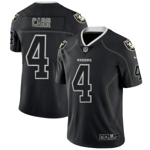 Raiders #4 Derek Carr 2018 Lights Out Black Color Rush Limited Jersey