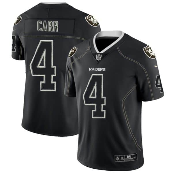 Raiders #4 Derek Carr 2018 Lights Out Black Color Rush Limited Jersey