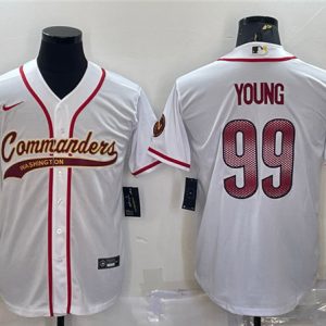 Washington Commanders #99 Chase Young White With Patch Cool Base Stitched Jersey