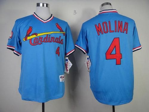 Cardinals #4 Yadier Molina Blue 1982 Turn Back The Clock Stitched Jersey