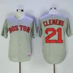 Red Sox #21 Roger Clemens Grey Cool Base Stitched Jersey