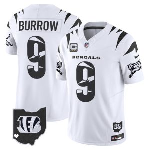Cincinnati Bengals #9 Joe Burrow White Limited F.U.S.E. With 4-Star C Patch Special Vapor Untouchable Limited Stitched Jersey