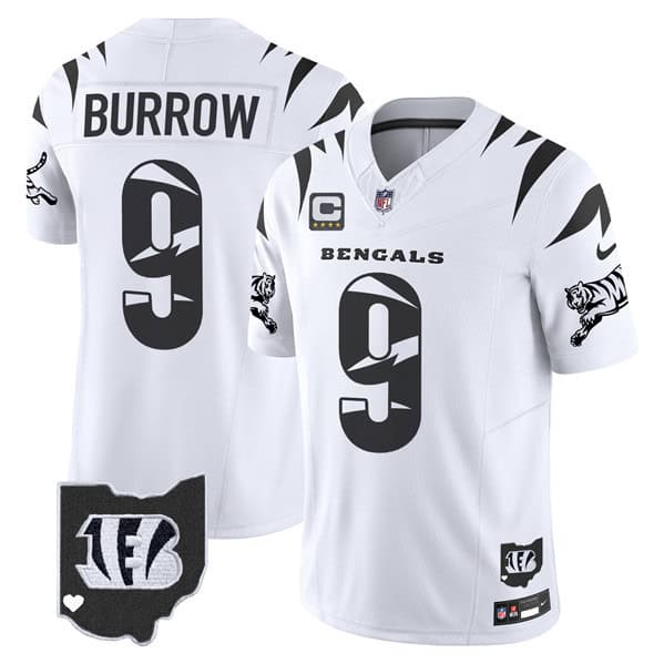 Cincinnati Bengals #9 Joe Burrow White Limited F.U.S.E. With 4-Star C Patch Special Vapor Untouchable Limited Stitched Jersey