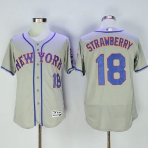 Mets #18 Darryl Strawberry Grey Flexbase Authentic Collection Stitched Jersey