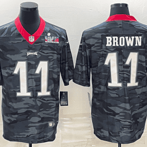 Philadelphia Eagles #11 A. J. Brown Camo Super Bowl LVII Patch Limited Stitched Jersey