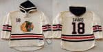 Blackhawks #18 Denis Savard Cream Heavyweight Pullover Hoodie Stitched NHL Jersey