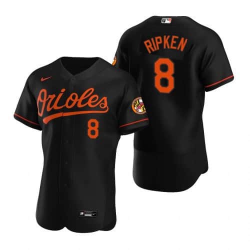 Baltimore Orioles #8 Cal Ripken Black Flex Base Stitched Jersey