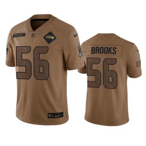 Seattle Seahawks #56 Jordyn Brooks 2023 Brown Salute To Service Limited Stitched Jersey