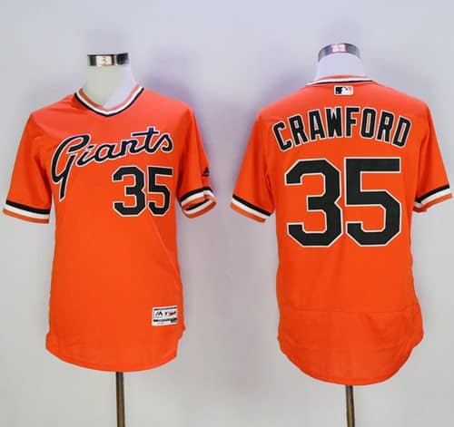 Giants #35 Brandon Crawford Orange Flexbase Authentic Collection Cooperstown Stitched Jerseys