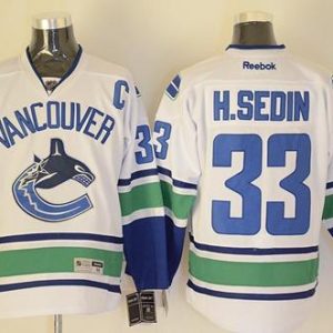 Canucks #33 Henrik Sedin White Stitched Jersey