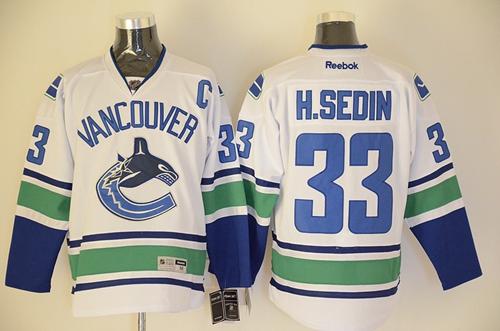 Canucks #33 Henrik Sedin White Stitched Jersey