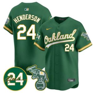 Oakland Athletics #24 Ricky Henderson Green 2024 Limited With Patch Stitched Jersey