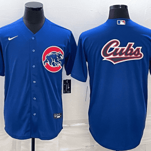 Chicago Cubs Royal Team Big Logo Cool Base Stitched Jersey