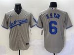 Los Angeles Dodgers #6 H.S.Kim Gray Cool Base Stitched Jersey