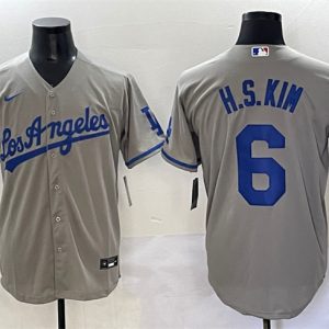 Los Angeles Dodgers #6 H.S.Kim Gray Cool Base Stitched Jersey