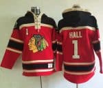 Blackhawks #1 Glenn Hall Red Sawyer Hooded Sweatshirt Stitched Jersey
