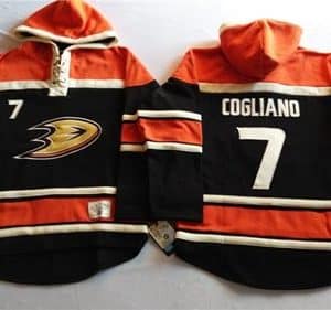 Ducks #7 Andrew Cogliano Black Sawyer Hooded Sweatshirt Stitched Jersey