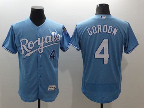 Royals #4 Alex Gordon Light Blue Flexbase Authentic Collection Stitched Jersey
