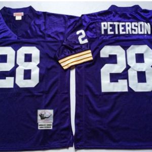 Mitchell And Ness Vikings #28 Adrian Peterson Purple Throwback Stitched Jersey