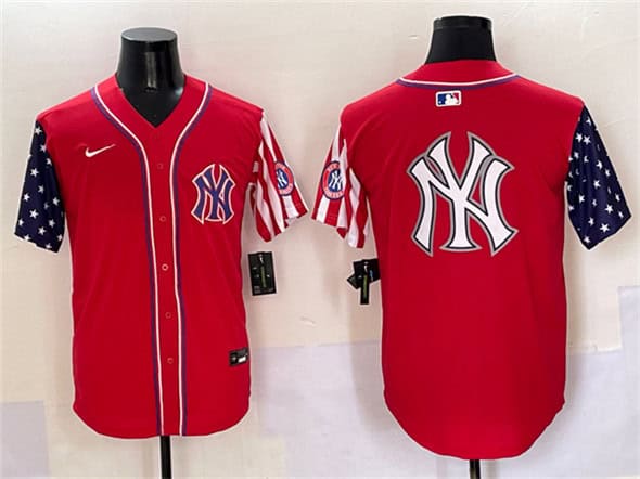New York Yankees Team Big Logo Red American Style Limited Stitched Jersey