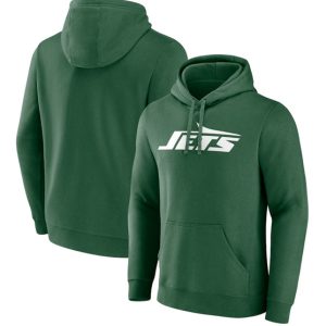 New York Jets Heather Green Primary Logo Pullover Hoodie