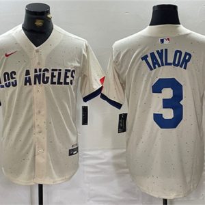 Los Angeles Dodgers #3 Chris Taylor Cream Stitched Jersey