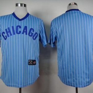 Cubs Blank Blue(White Strip) Cooperstown Throwback Stitched Jersey