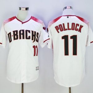 Diamondbacks #11 A. J. Pollock White Brick New Cool Base Stitched Jersey