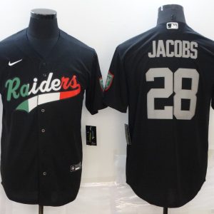 Las Vegas Raiders #28 Josh Jacobs Black Mexico Stitched Jersey
